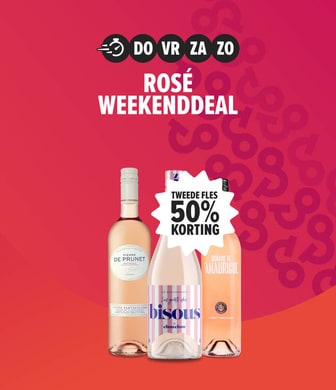 Weekenddeal ros&eacute; tweede fles 50% korting